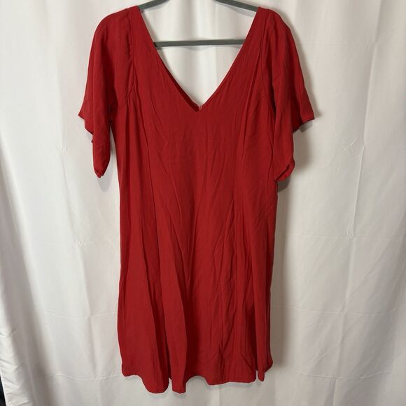 Siizu New York Women’s Double V-Neck Red Midi Dress Large Sustainable Eco - Picture 1 of 5